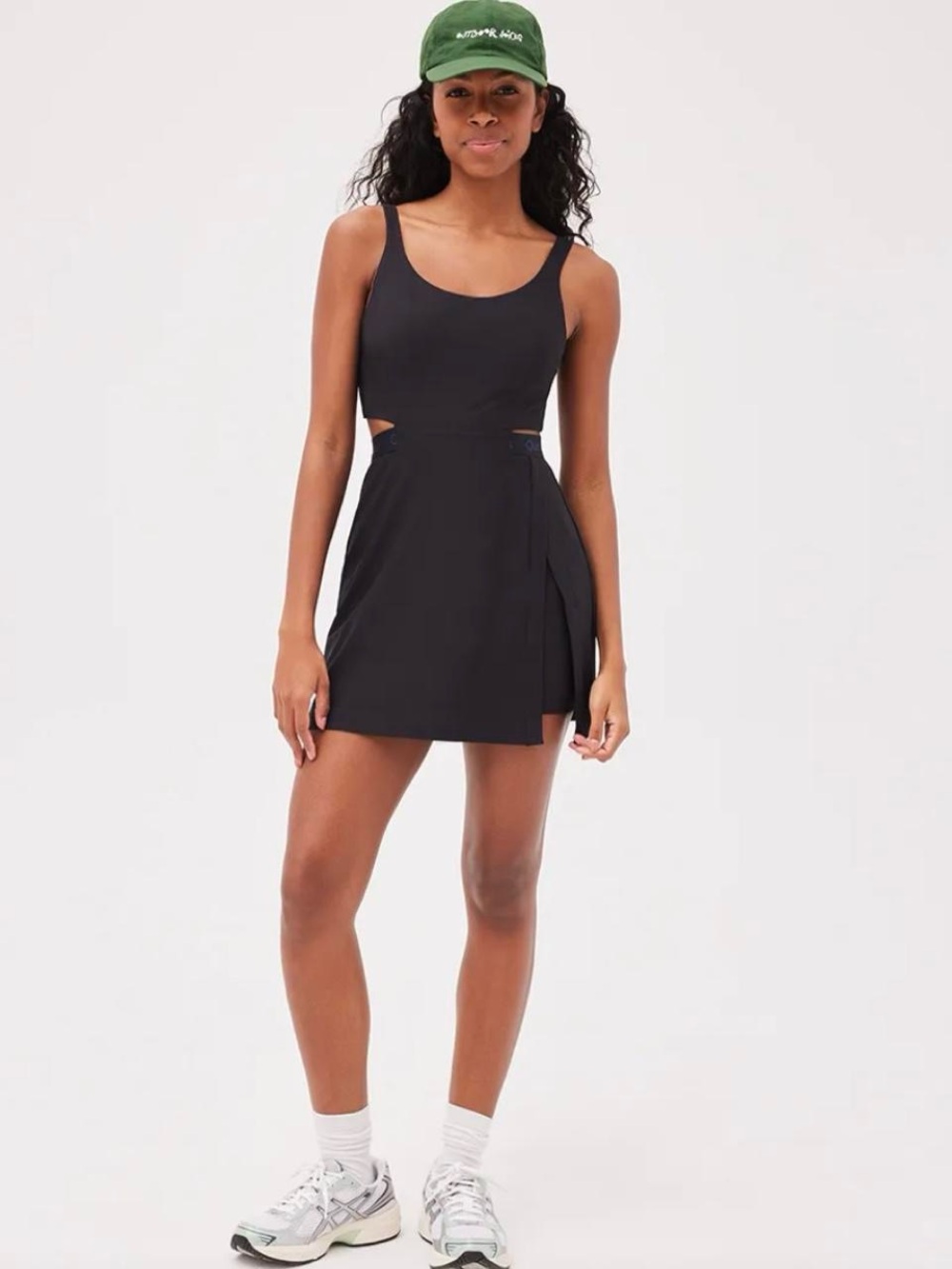 Outdoor Voices Court Dress -Black Mini Tank Dress with Side Cutouts